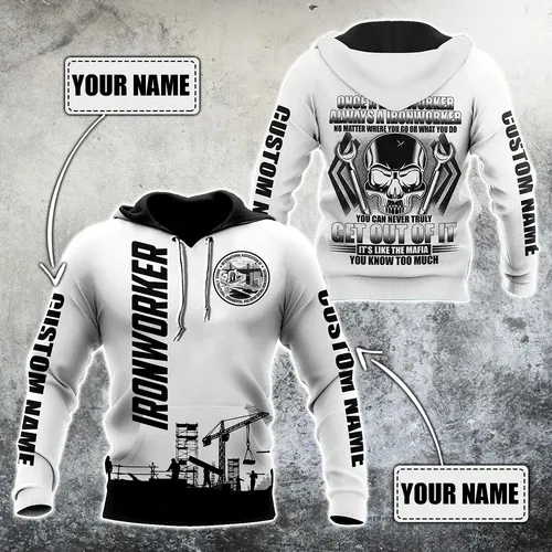 Ironworker 3d unisex hoodie custom name