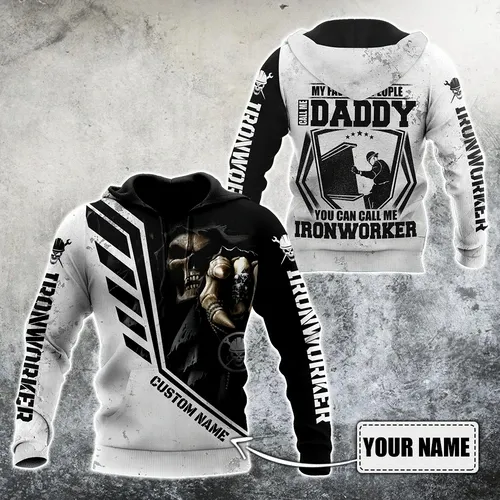 Ironworker skull 3d unisex hoodie custom name