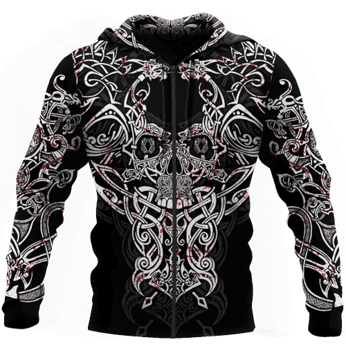 Nidhogg Ver 1 Viking Wolf Tattoo Style 3D All Over Printed Zip Hoodie By JJ