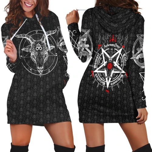 Satanic 5 Letters 3D All Over Printed Hoodie Dress MP855CHV