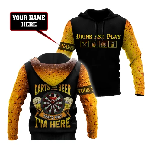 Darts And Beer That's Why I'm Here All Over Printed Hoodie