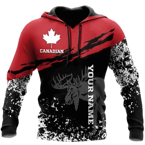 Canada Day No14 Moose Personalized Name Pullover Premium Unisex Hoodie