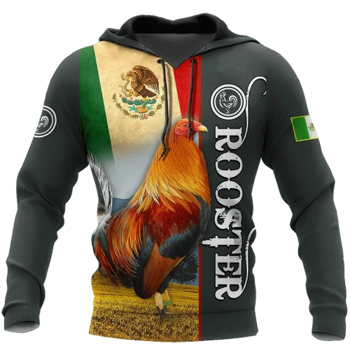 Rooster Mexico 3D All Over Printed Hoodie