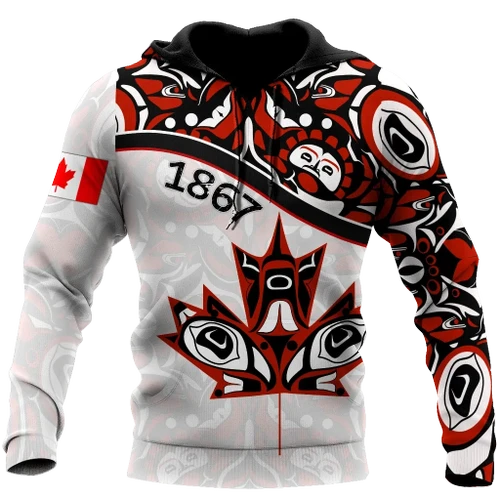 Canada Day No4 Pullover Premium Unisex Hoodie Maple Leaf Style