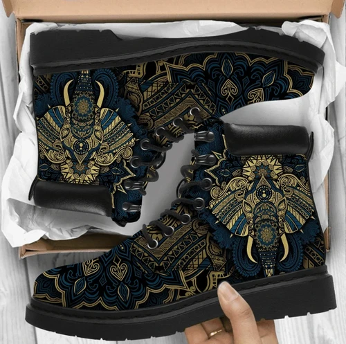 Elephant Royal Mandala Premium 3D All Over Printed Boots For Men And Women