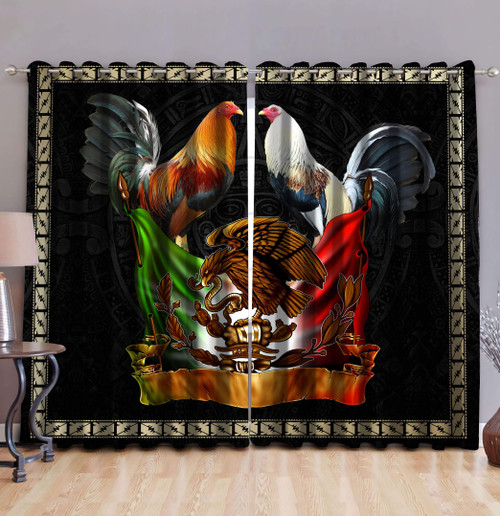 Rooster Mexico 3D Over Printed Window Curtain Set