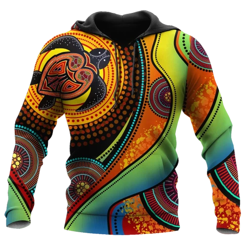 Aboriginal Green Turtles Australia Painting Art 3D design shirts