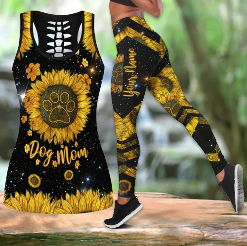 Dog mom flowers legging + hollow tank combo ver2 personalized