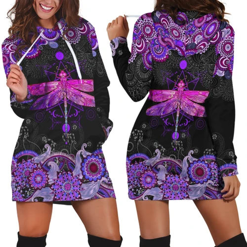 3D All Over Amazing Purple Dragonfly Hoodie Dress Blanket JJ140401