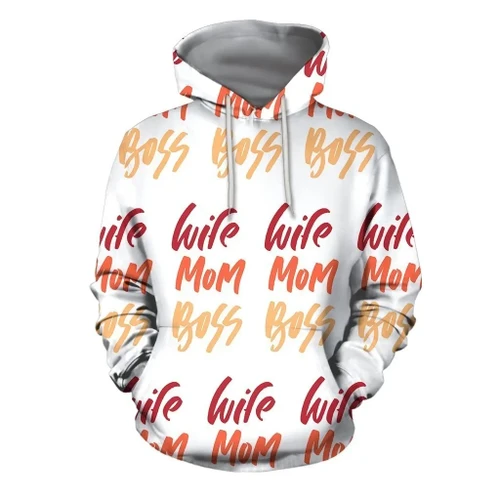 3D All Over Best Wife Mom Boss Hoodie