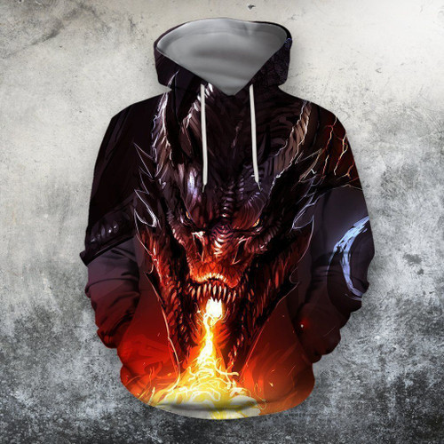 3D All Over Print Dragon With Fire Shirts