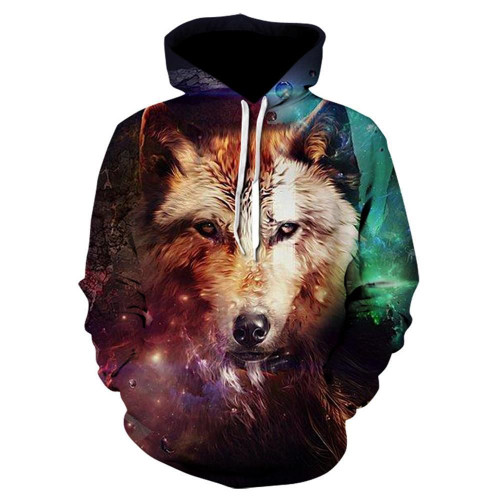 3D All Over Print Galaxy Wolf  Hoodie