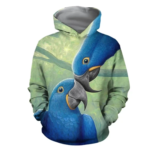 3D All Over Print Parrot Blue Love Hoodie