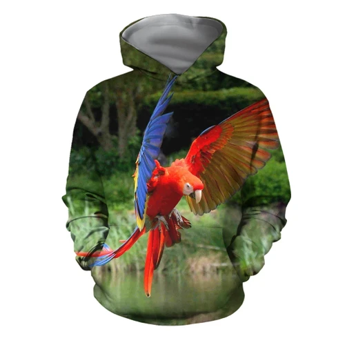 3D All Over Print Parrot Macaw Incoming Hoodie