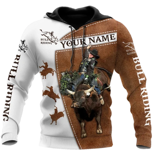Personalized Name Bull Riding 3D All Over Printed Unisex Shirts Brown Bull