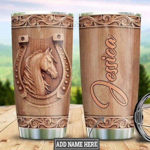 Personalized Name Rodeo Stainless Steel Tumbler Wood Pattern