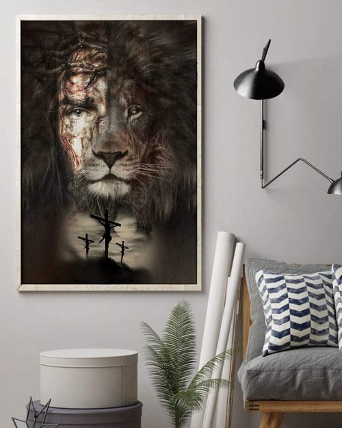Jesus And The Lion Vertical Poster TA