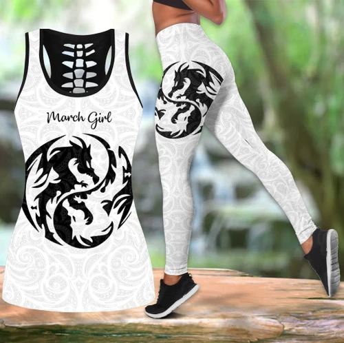 Dragon tattoo March girl legging + hollow tank combo