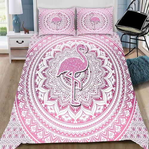 Pink Mandala Flamingo Bedding Set