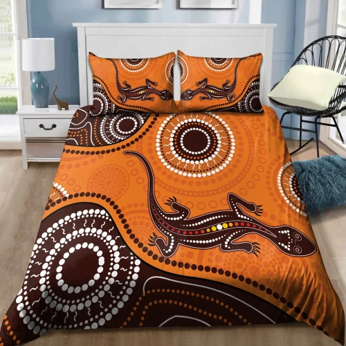 Aboriginal Indigenous Lizard Vintage Bedding Set TN
