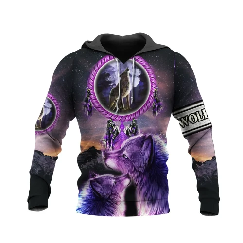 Love Wolf Native American 3D All Over Printed Unisex Shirts