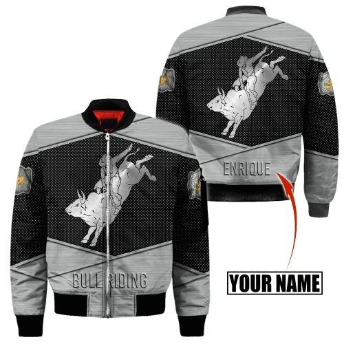 Personalized Name Bull Riding 3D All Over Printed Unisex Shirts Metal Pattern