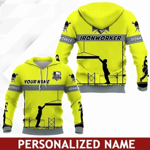 Premium 3D Print Personalized Yellow Ironworker Safety Shirts MEI