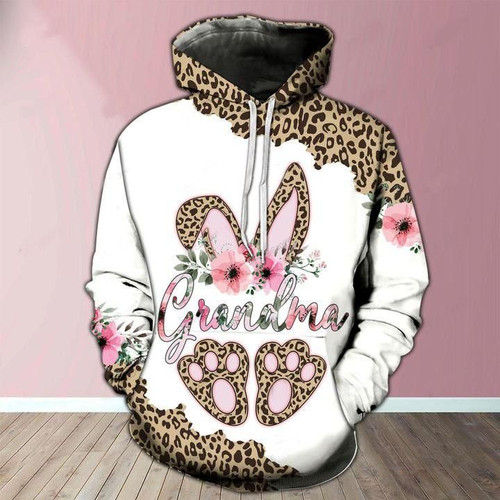 Grandma Bunny Leopard 3D All Over Printed Unisex Shirts