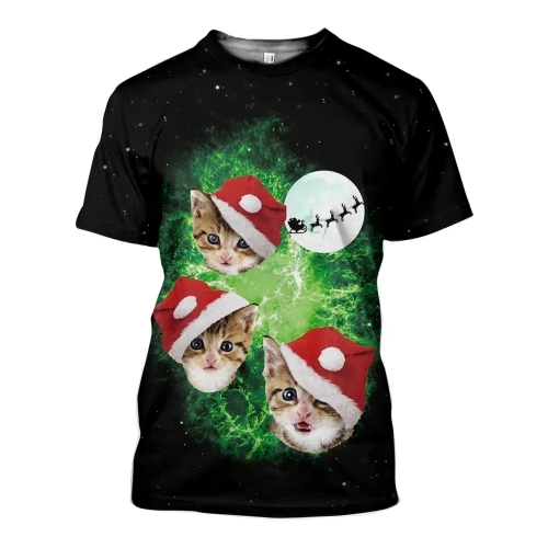 3D All Over Printed Cat Christmas Shirts And Shorts