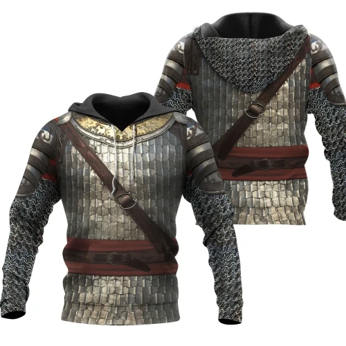 3D All Over Printed Chainmail Knight Medieval Armor Tops MP250201