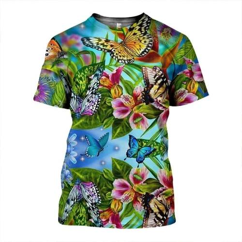 3D All Over Printed Flower Butterflies Shirts And Shorts