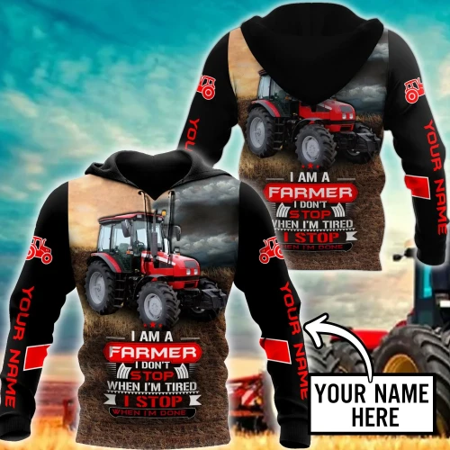 3D All Over Printed Tractor  Red  Unisex Shirts Custom Name XT NTN20022103