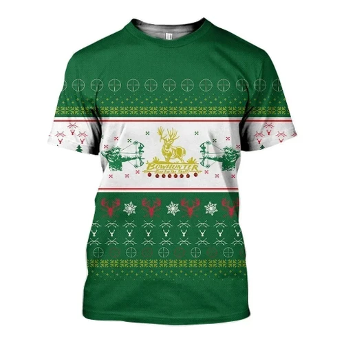 3D All Over Printed Ugly Sweater Bow Shirt