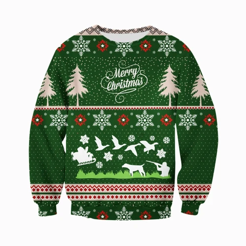 3D All Over Printed Ugly Sweater Hunting Duck  Shirts and Shorts