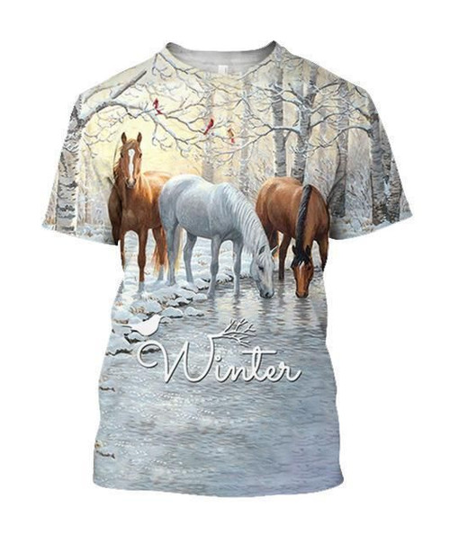 3D All Over Printed Winter Horses Shirts