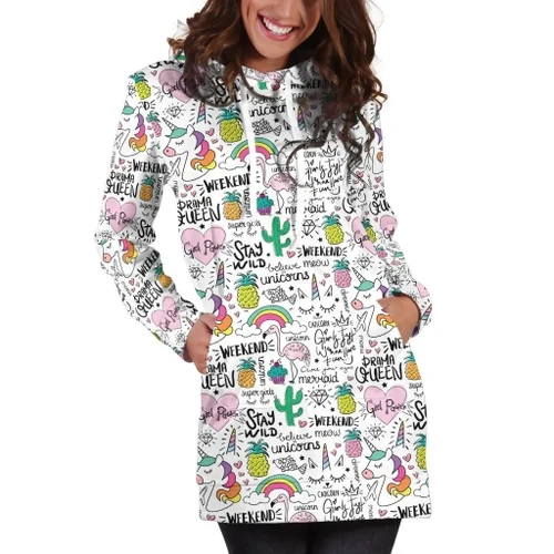3D All Over Unicorn And Prama Queen Hoodie Dress