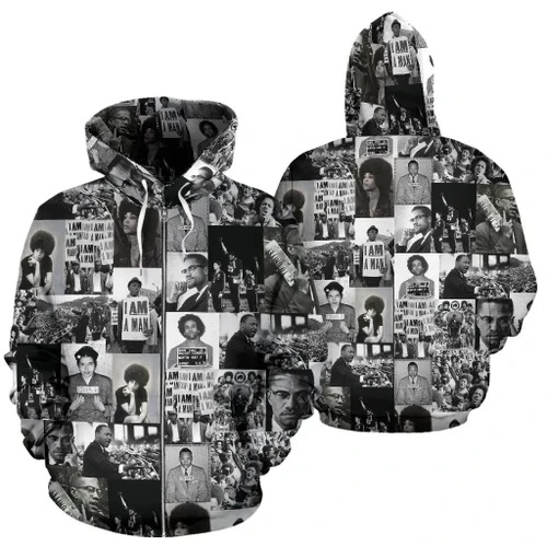 African Zip-Up Hoodie - Civil Rights Leaders Black Power Images