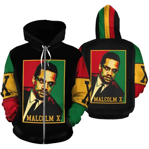 African Zip-Up Hoodie - Malcolm X Retro NHT200521