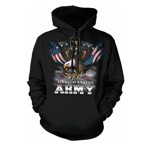 US Army Hoodie Since 1775 Eagle with American Flag Wings Proud Military