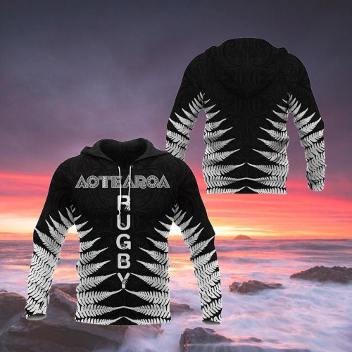 Aotearoa Rugby Silver Fern All Over Hoodie Classic Style