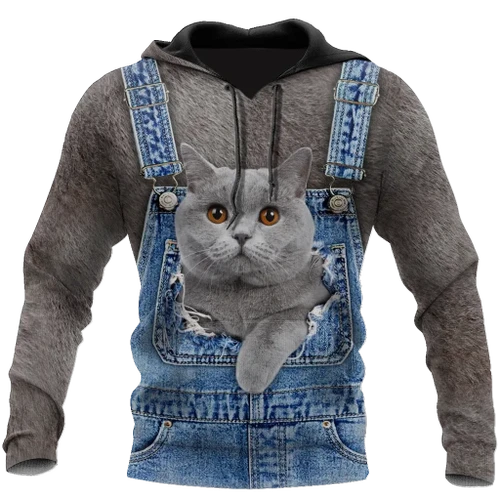 Love Cat cover British Shorthair face hair 3D all over shirts