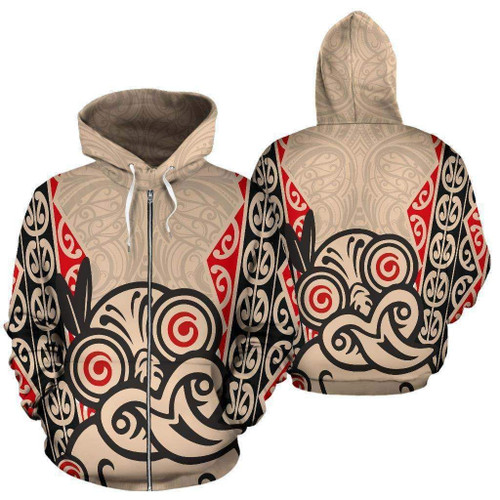 Hei Tiki With Maori Pattern Zip Hoodie