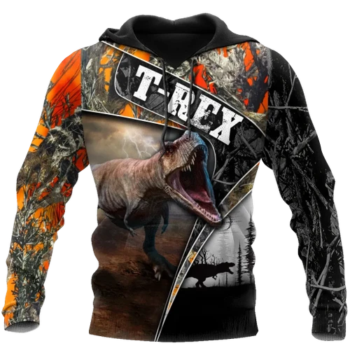 Dinosaur T-rex orange camo 3D all over printed shirts