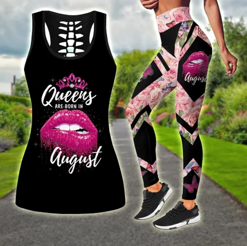 Queens are born in August Love rose combo legging+tank