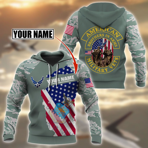 Custom name US Air Force Veteran Brothers in arms 3D print shirts Proud Military