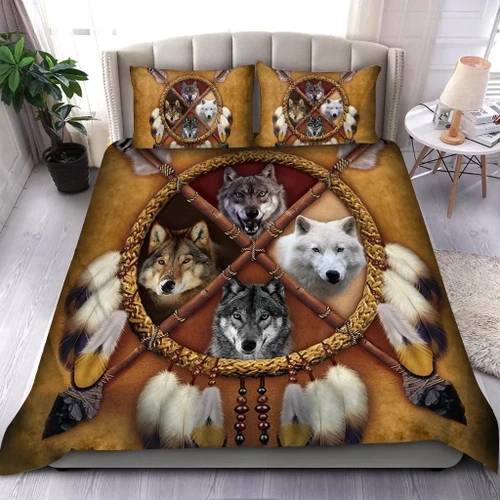 Amazing Four wolves dreamcatcher native Bedding set