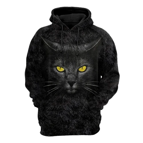 Black Cat face hair premium hoodie sweatshirt cover