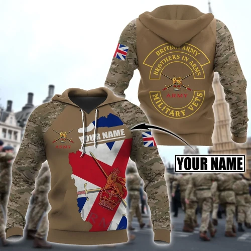 Custom name British Army Brothers in arms UK Veteran 3D print shirts