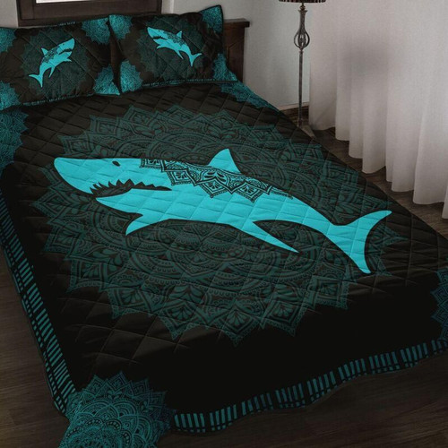Blue Shark Mandala Quilt Bedding set