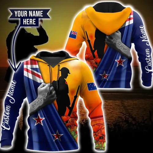 Lest we forget Custom name New Zealand Veteran 3D print shirt